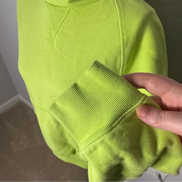 Athleta Moonrise Neon Green Hoodie Sweatshirt Size S Open Back Thick Bright Gym - Picture 4 of 12